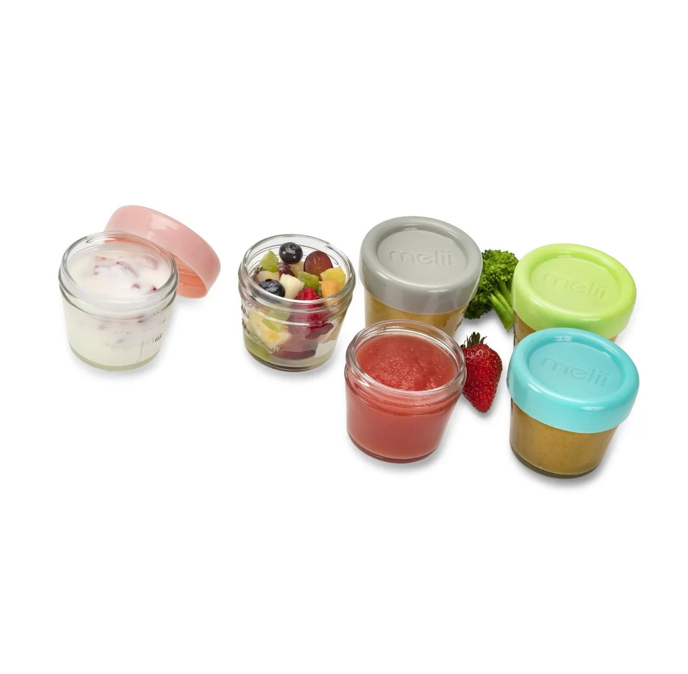 6 darabos üveg bébiétel-tároló készlet, melii, 118 ml
