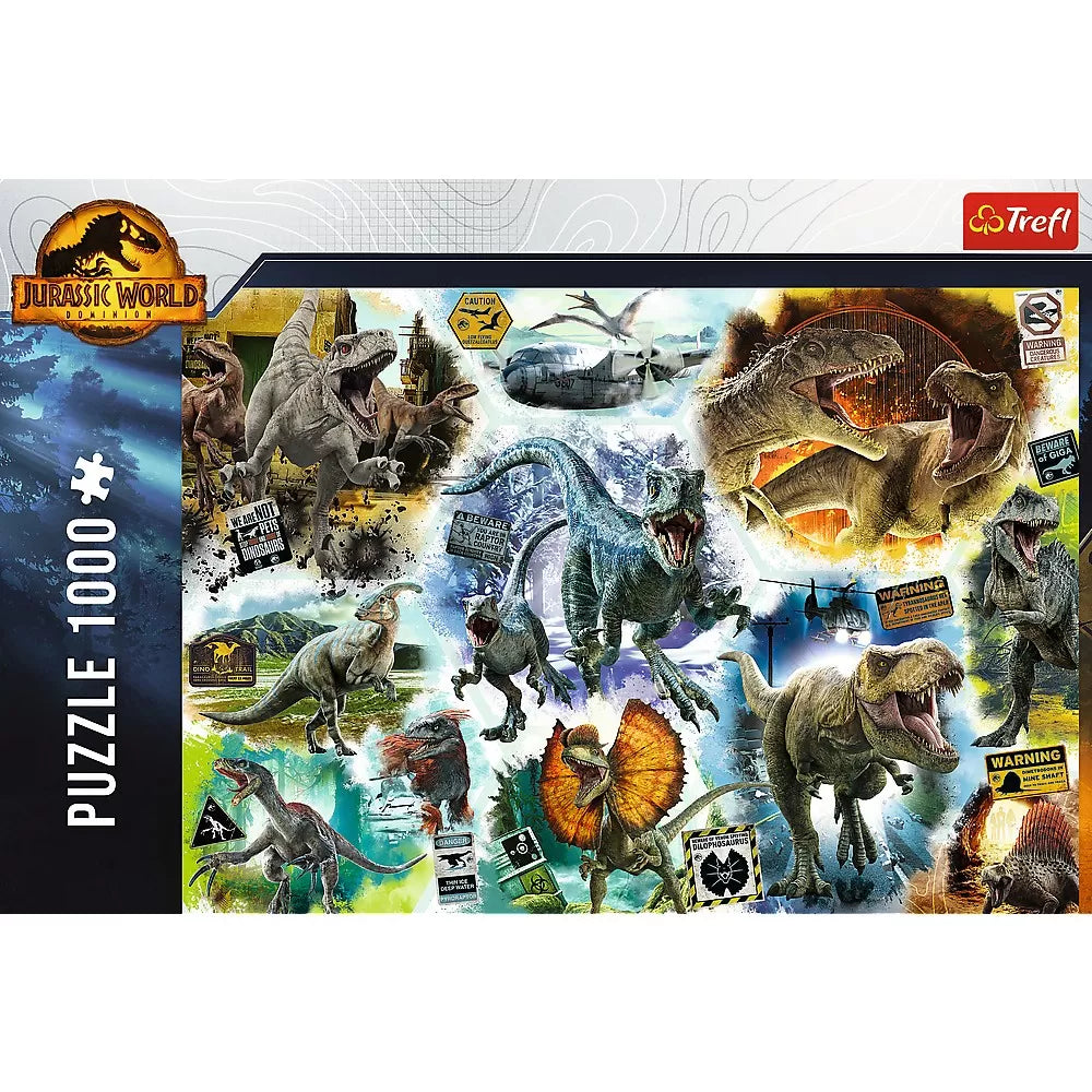 Puzzle trefl 1000 jurassic world pe urmele dinozaurilor