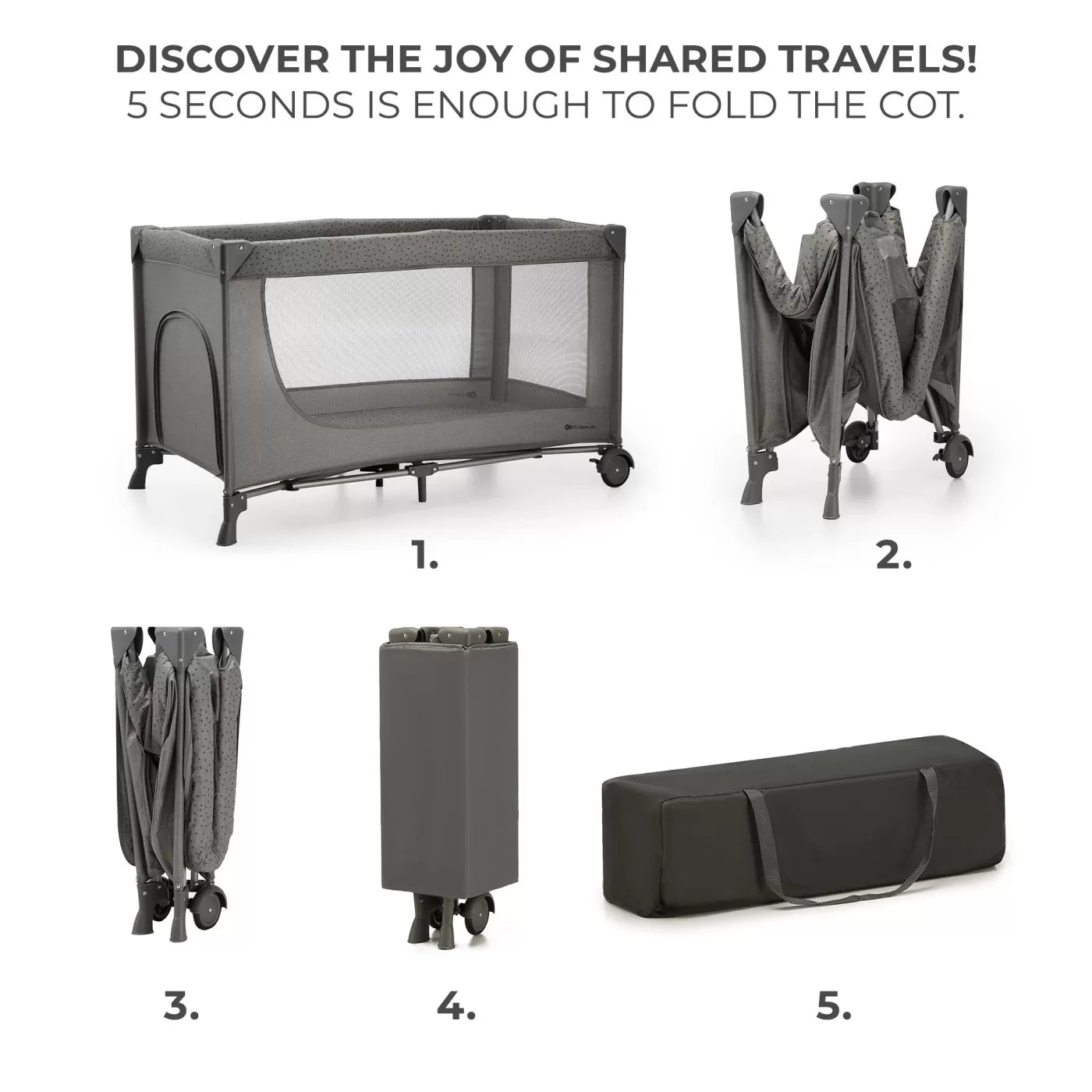 Patut travel kinderkraft joy2, fara accesorii, dark grey