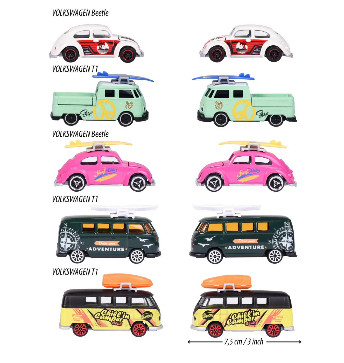 Majorette 5 darabos fém autó készlet Volkswagen 7,5 cm
