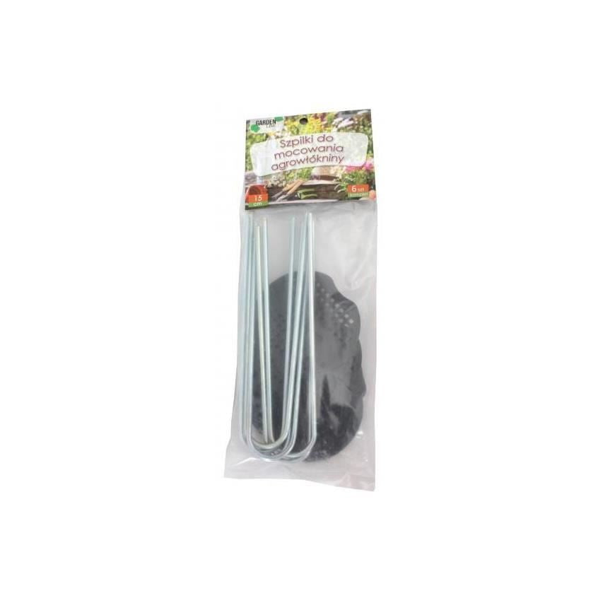 U-típusú szeg, rögzítőfóliák, tömlők, műanyag rozettával, 6 darabos készlet, 15 cm