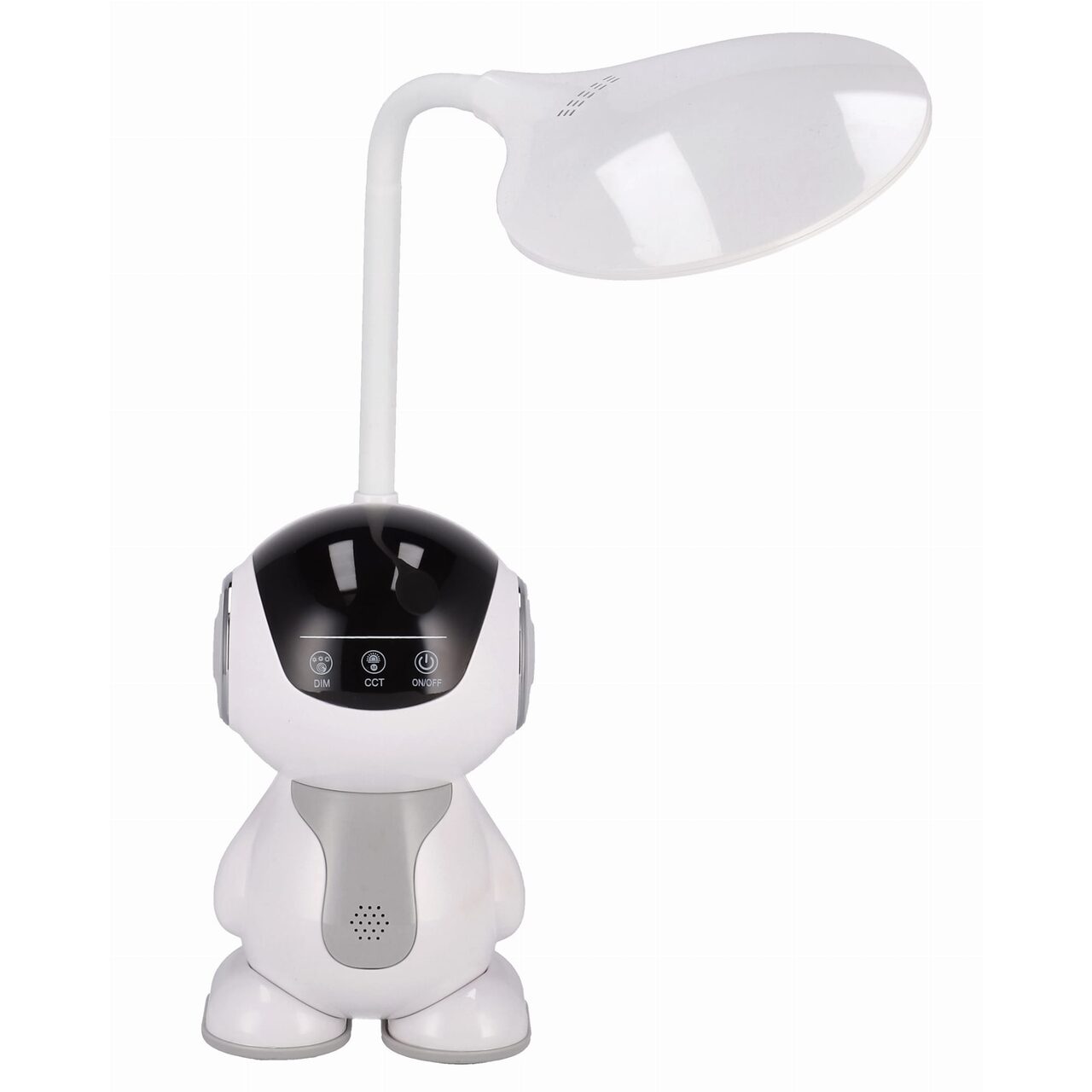 Lampa de birou, Jumi, model astronaut, lumina LED reglabila, brat ajustabil, alb, 11x32 cm