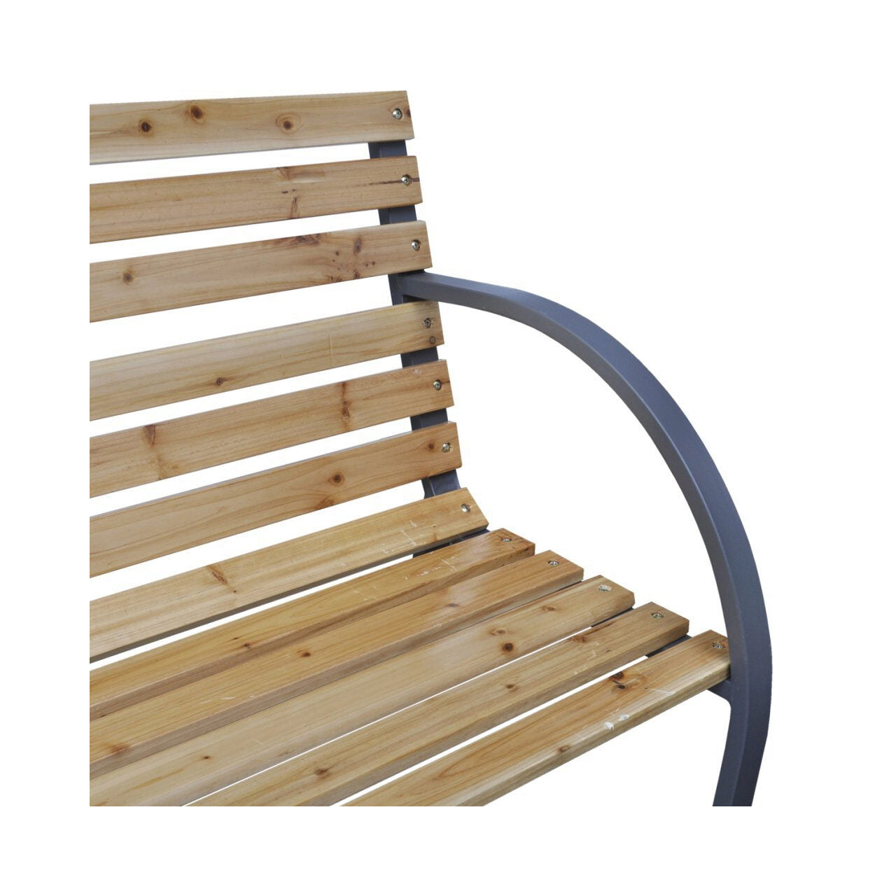Banca de gradina, lemn, structura metal, 123x54x77 cm, Everild