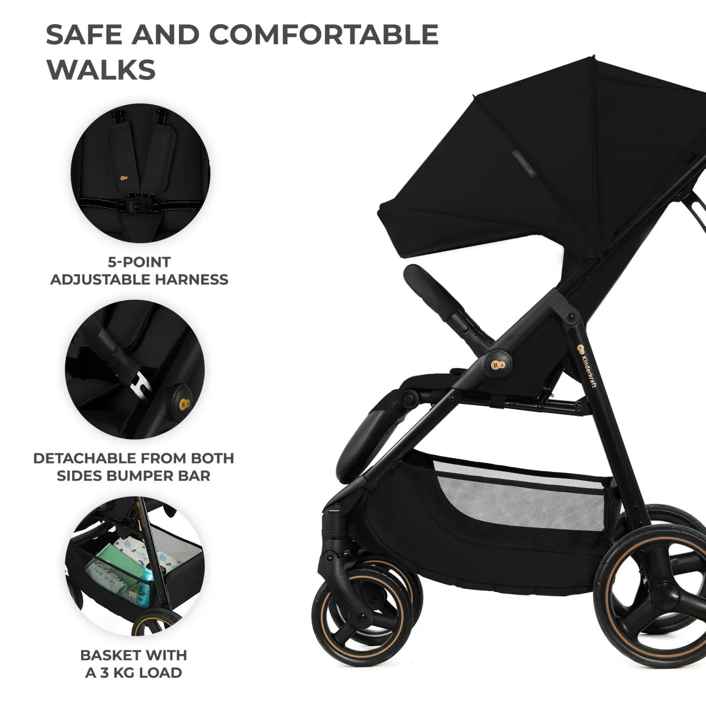 Carucior sport kinderkraft trig3 onyx black