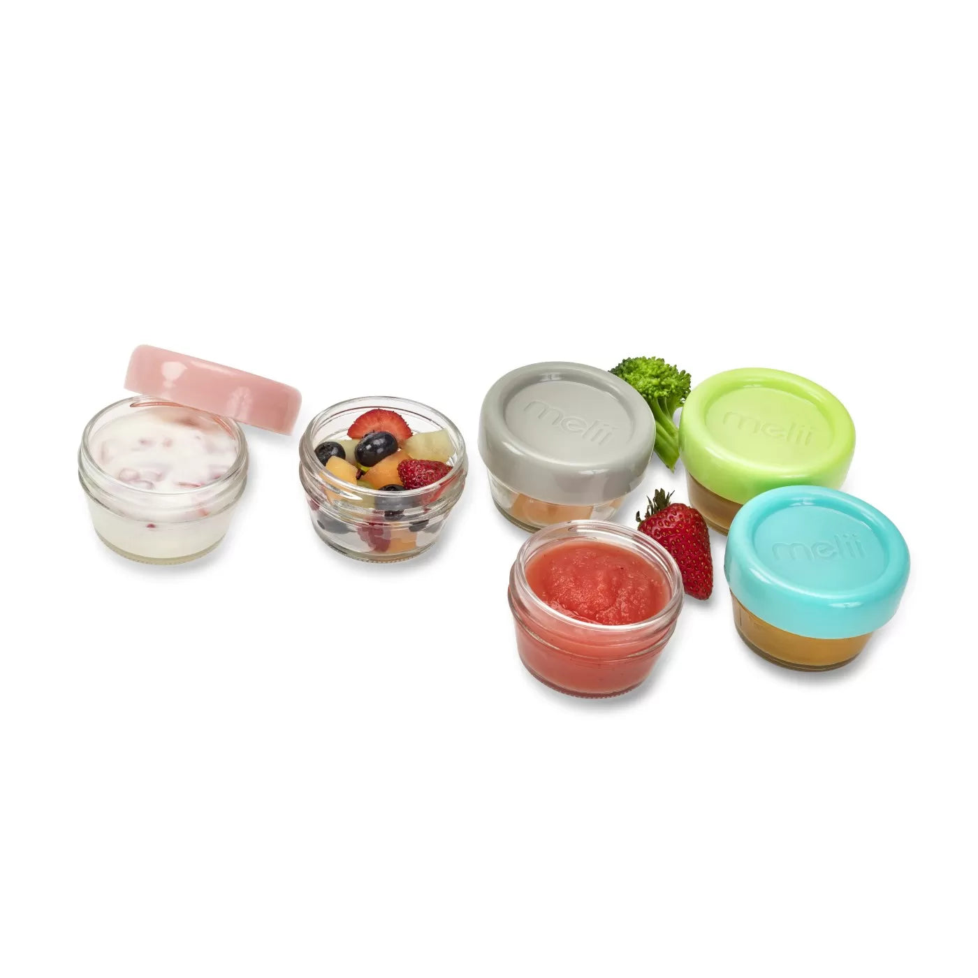 6 db-os üveg bébiétel-tároló készlet, melii, 59 ml