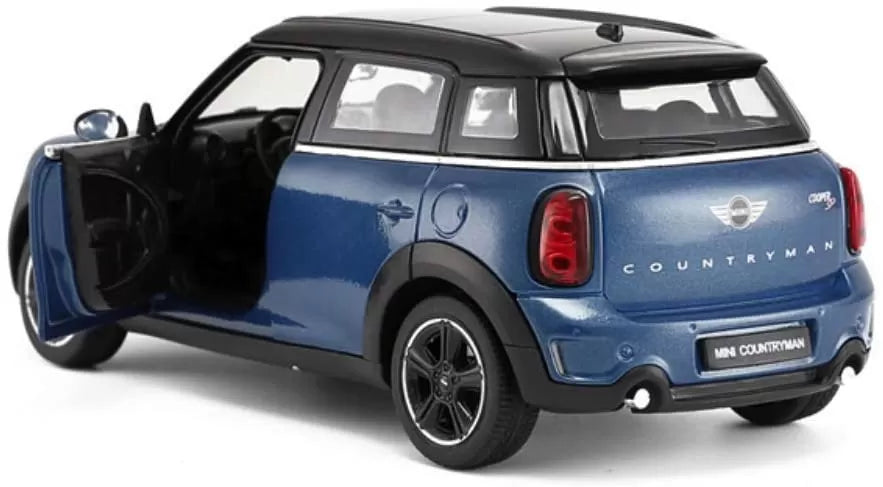 Kék Mini Cooper fém autó, 1-től 24-ig terjedő méretarány