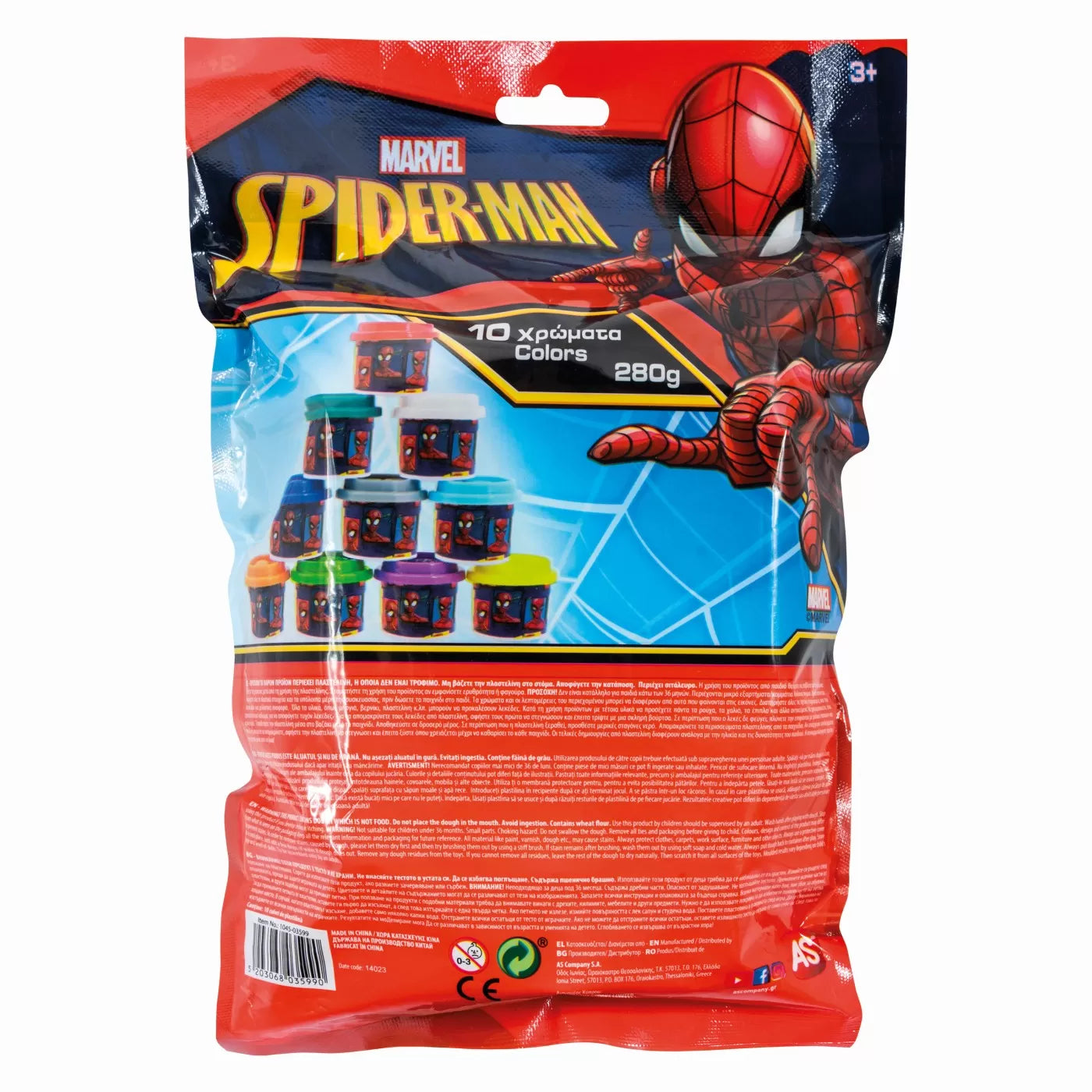 Set 10 borcanase de plastilina spiderman in punga de plastic