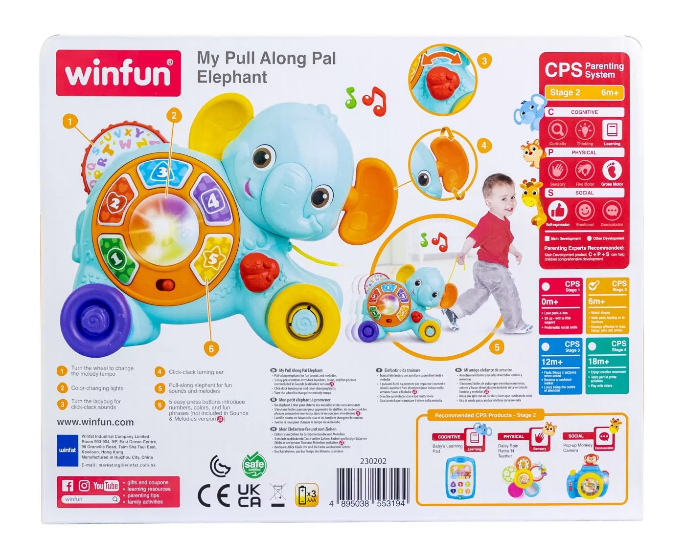 Winfun jucarie de tras elefant cu sunete si lumini