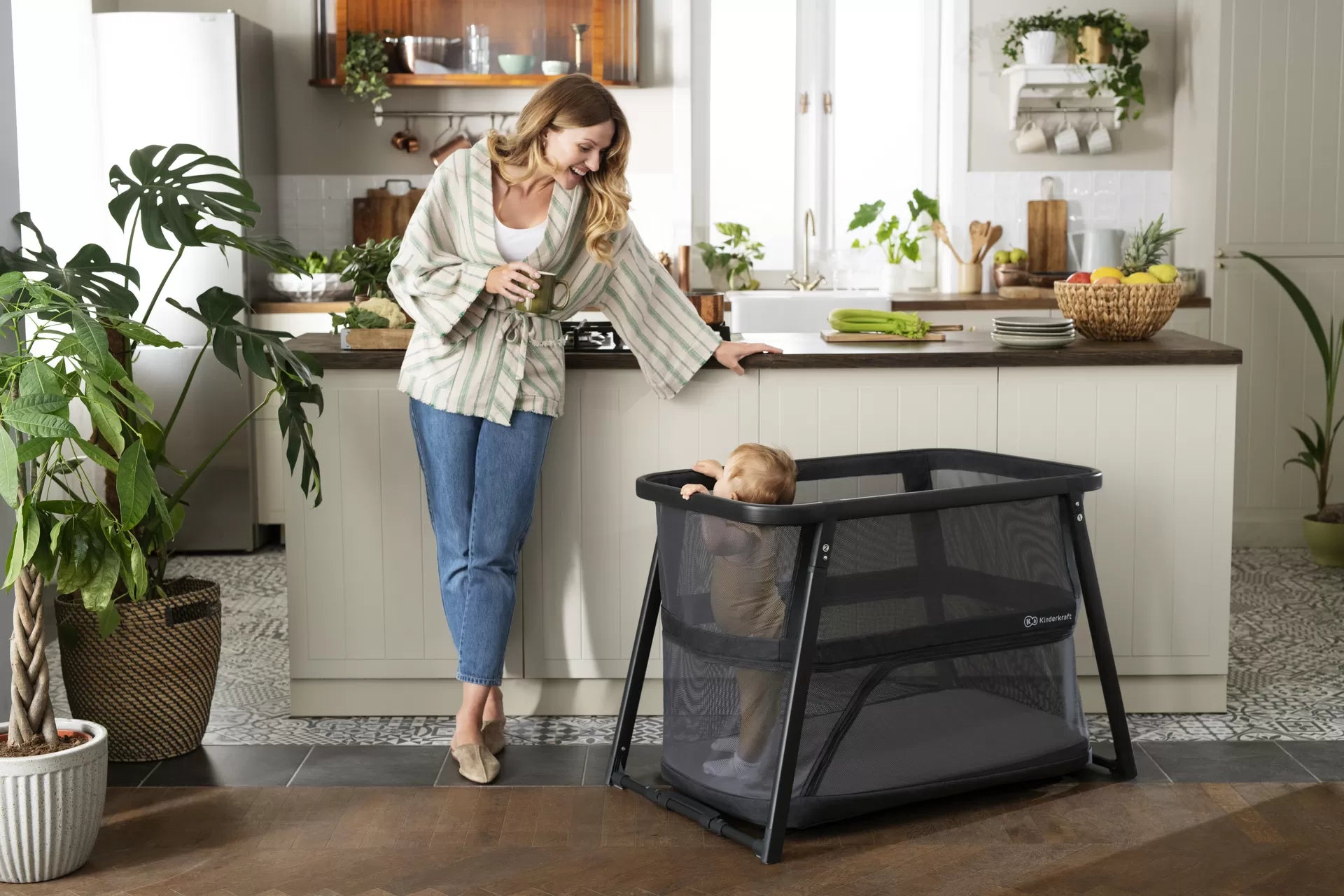 Patut de calatorie kinderkraft sofi plus, 4 in 1, grey