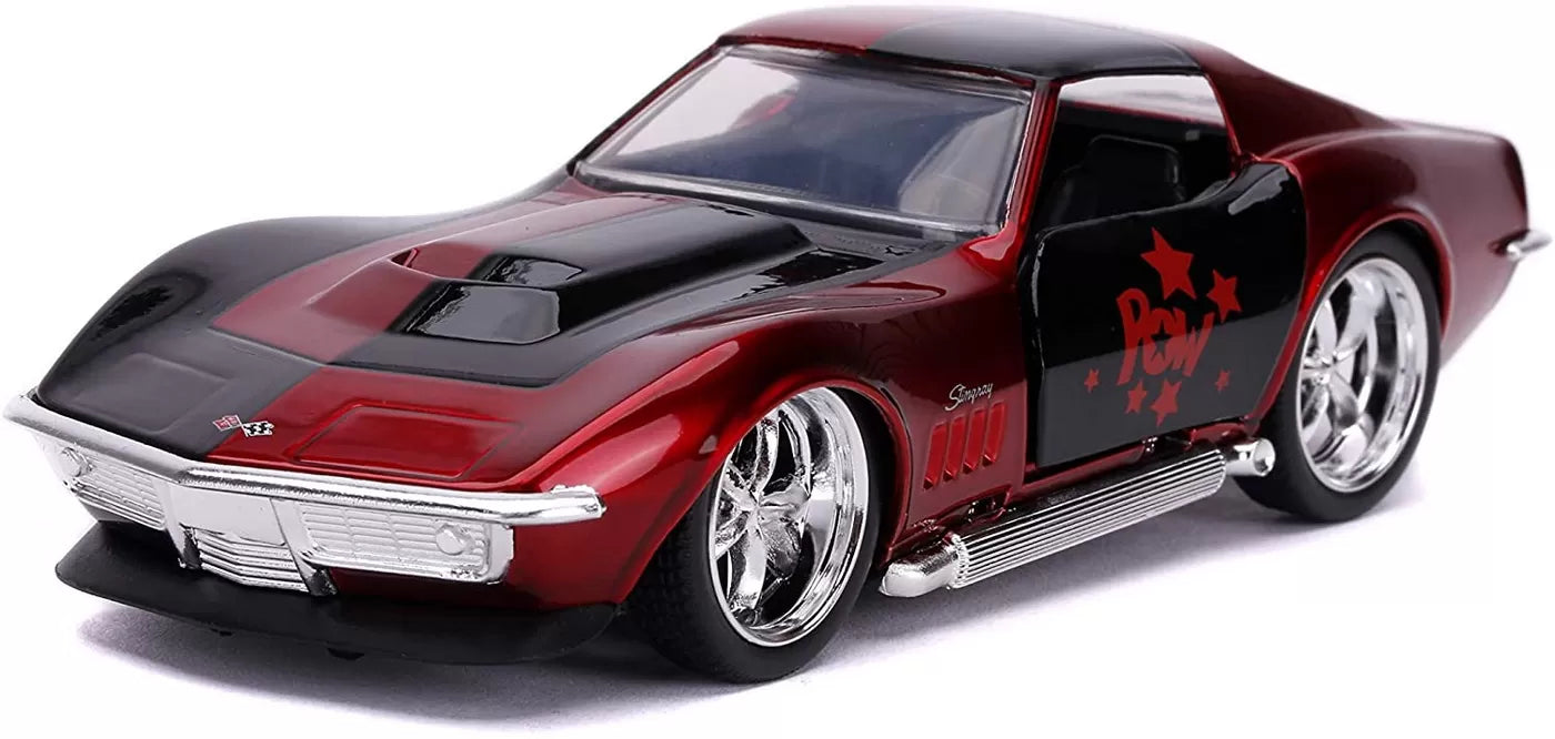 Harley Quinn 1969-es Corvette Stingray fém autó 1-32 méretarányban