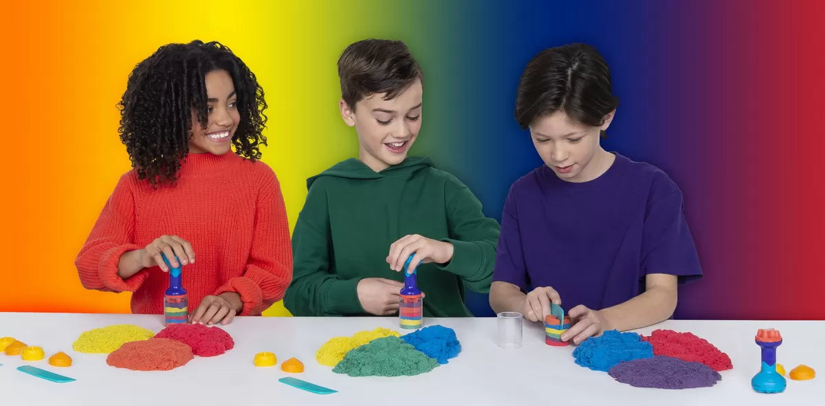 Kinetic sand set unelte de curcubeu cu accesorii