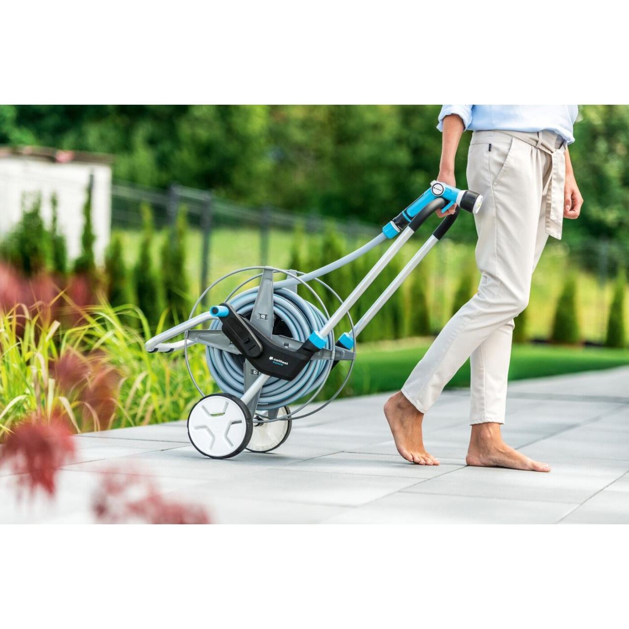 Carucior pentru furtun gradina, metalic, 1/2"-60 m, 3/4"-30 m, Cellfast Explorer