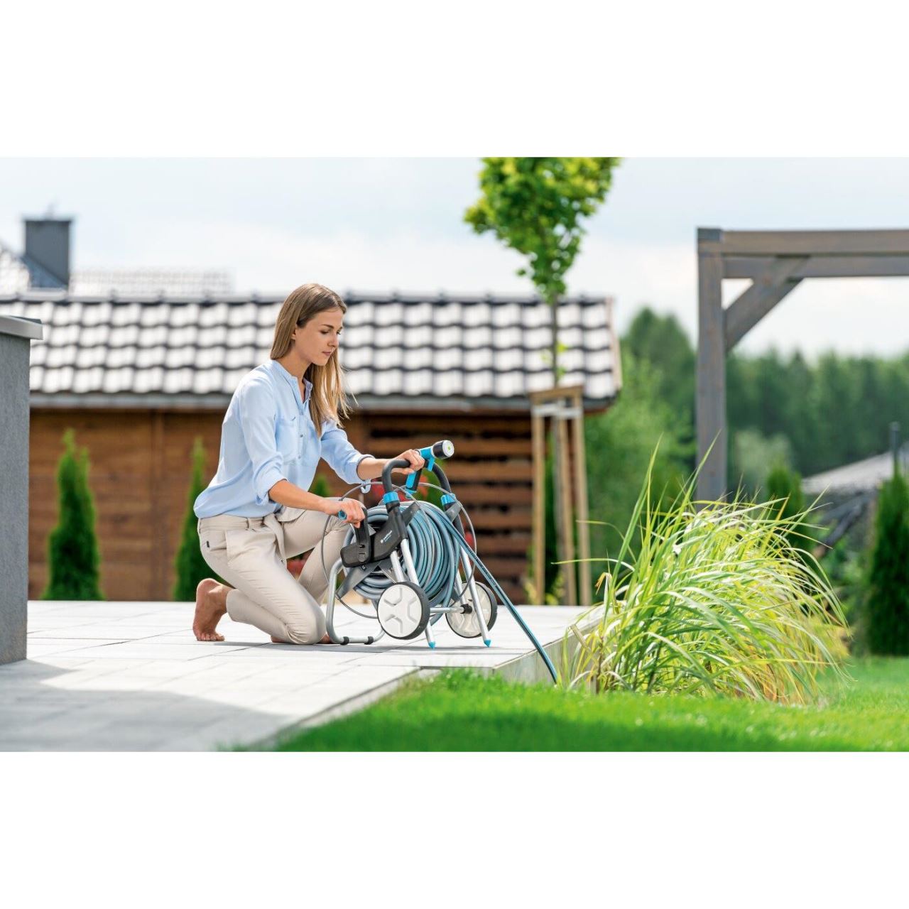 Carucior pentru furtun gradina, metalic, 1/2"-60 m, 3/4"-30 m, Cellfast Explorer