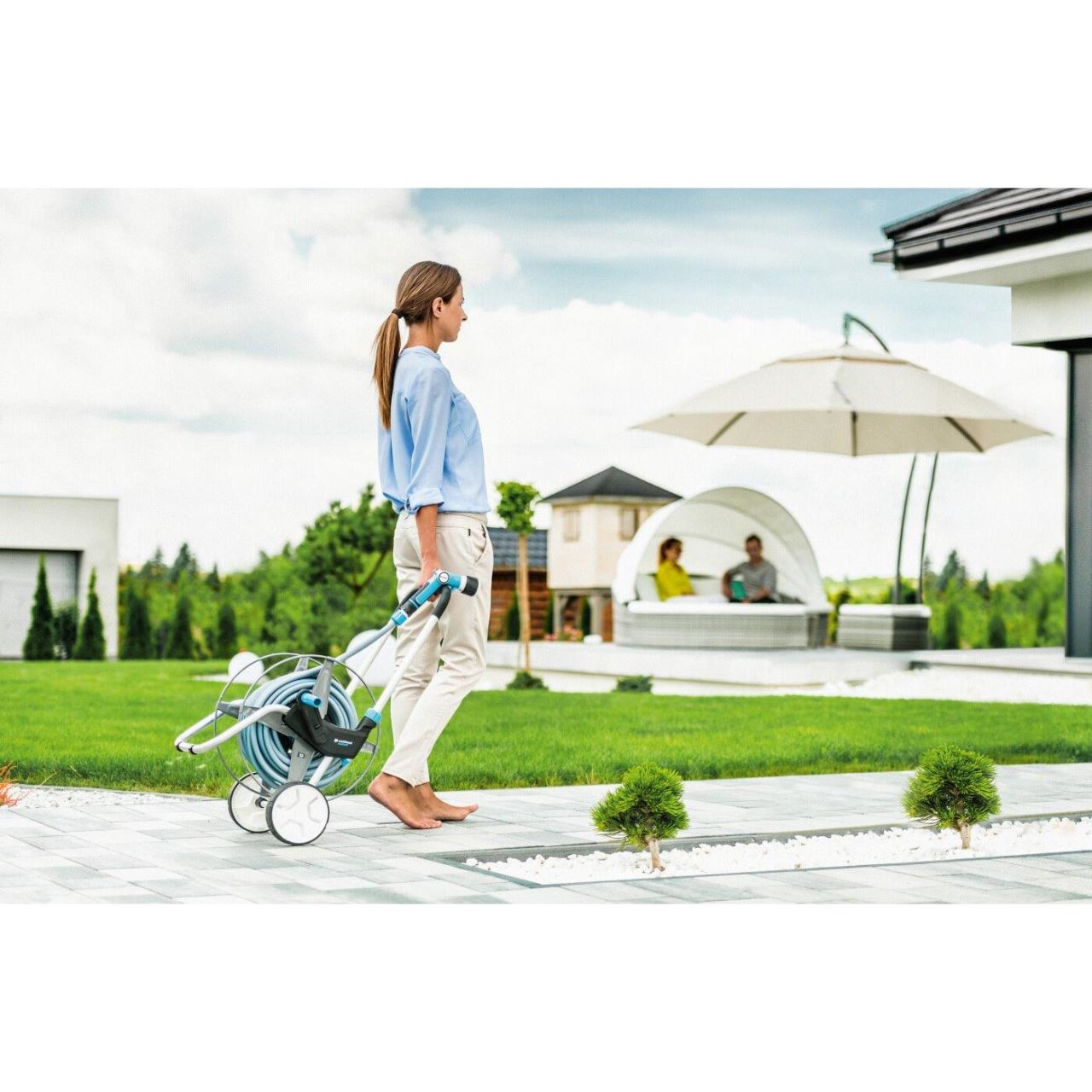 Carucior pentru furtun gradina, metalic, 1/2"-60 m, 3/4"-30 m, Cellfast Explorer