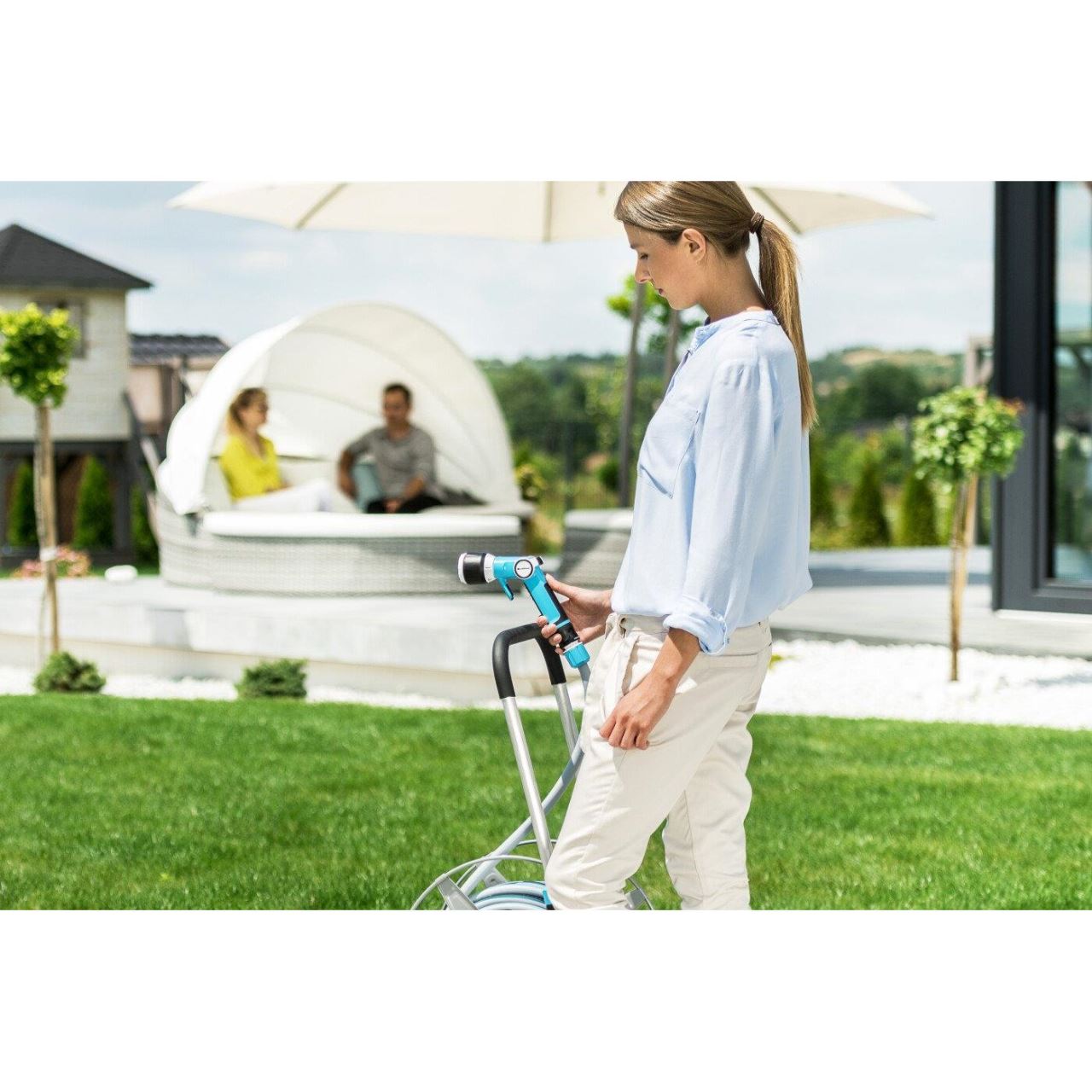 Carucior pentru furtun gradina, metalic, 1/2"-60 m, 3/4"-30 m, Cellfast Explorer