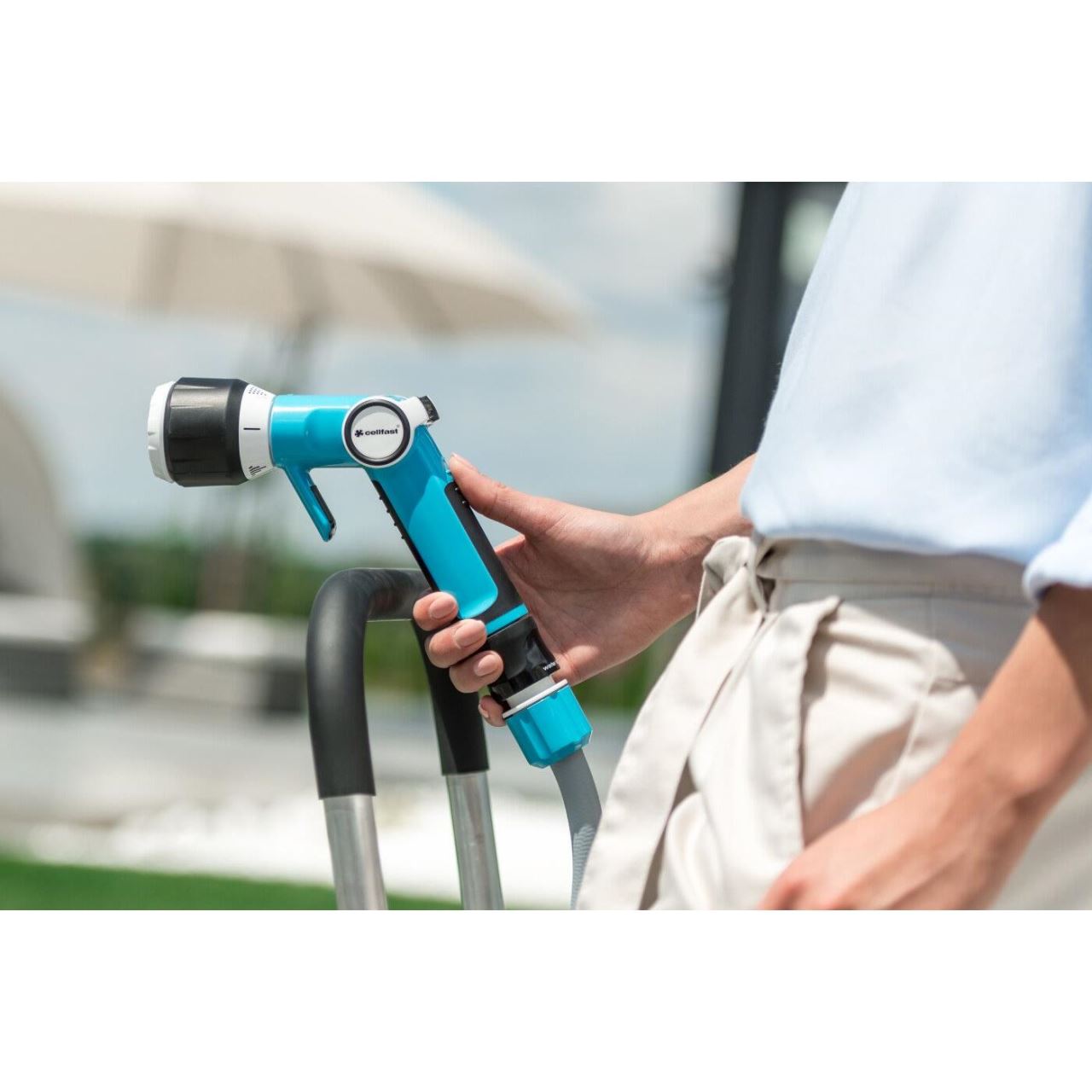 Carucior pentru furtun gradina, metalic, 1/2"-60 m, 3/4"-30 m, Cellfast Explorer