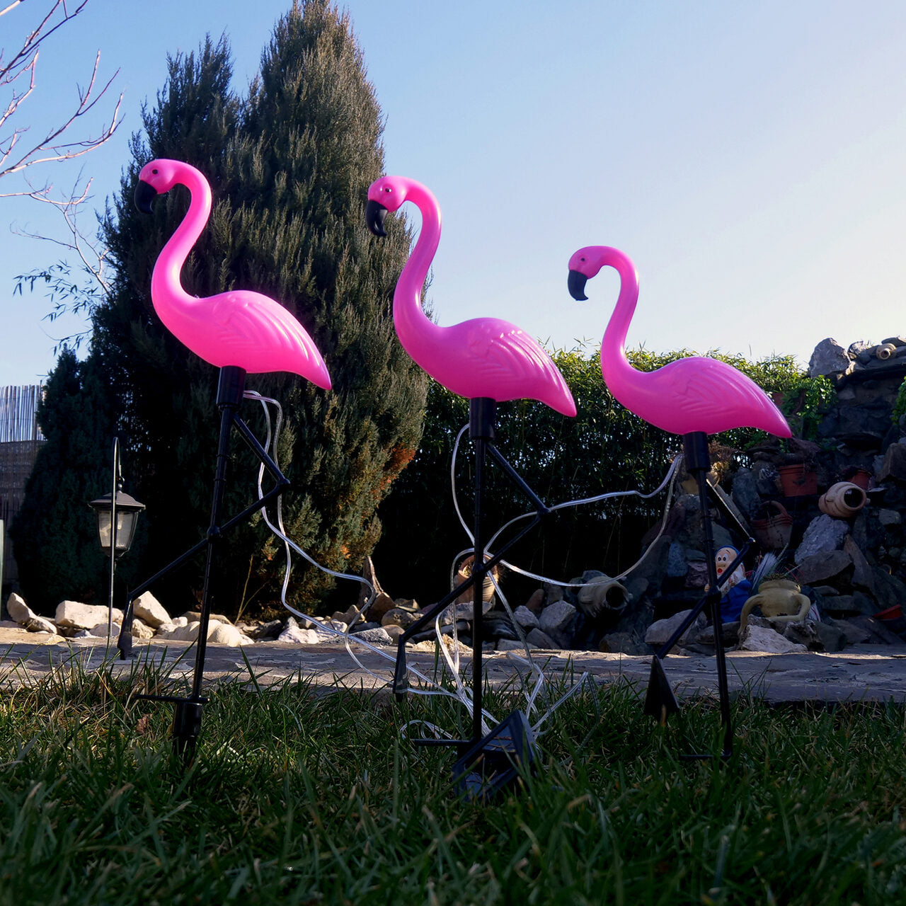Lampa solara pentru gradina, 3 flamingo, 18x6x52 cm, Strend Pro