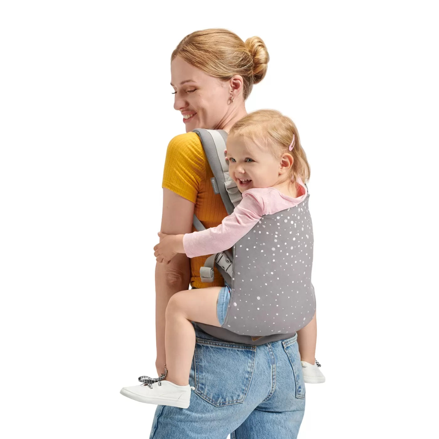 Kinderkraft Nino ergonomikus babahordozó, 20 kg-ig, konfetti szürke