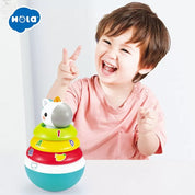 Hopa mitica roly poly unicorn cu inele pentru stivuit