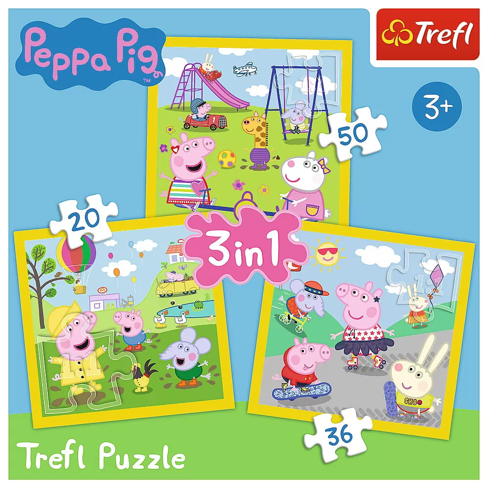 Puzzle trefl 3in1 peppa pig o zi aniversara