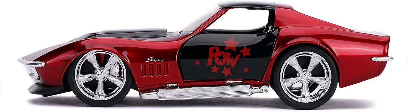 Harley Quinn 1969-es Corvette Stingray fém autó 1-32 méretarányban