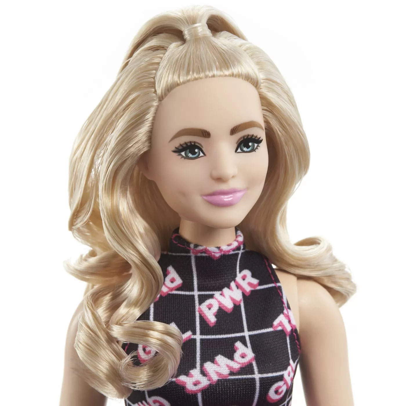 Papusa barbie fashionista blonda cu borseta roz