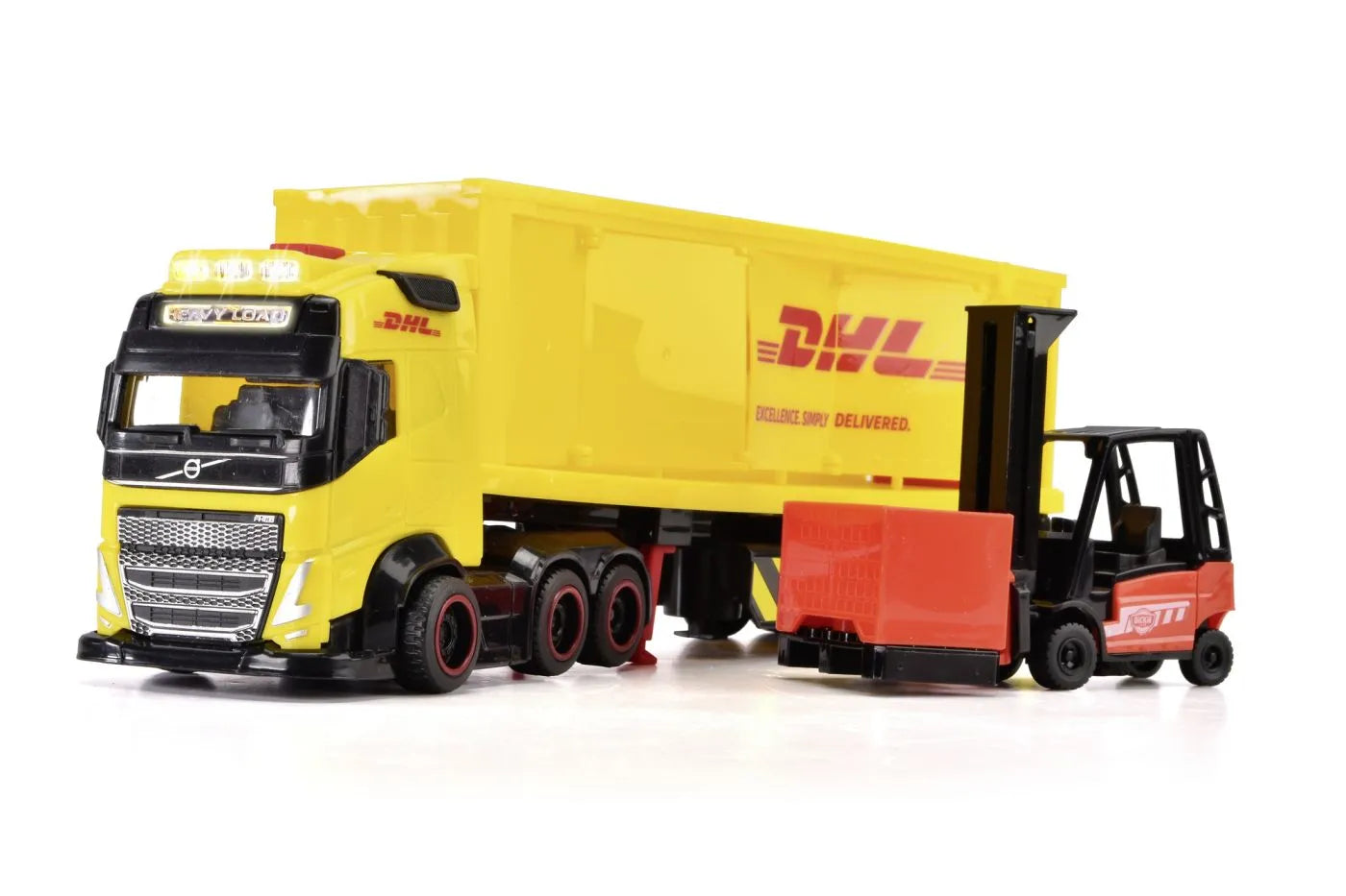 Dickie set camion dhl si stivuitor cu sunete si lumini 35cm