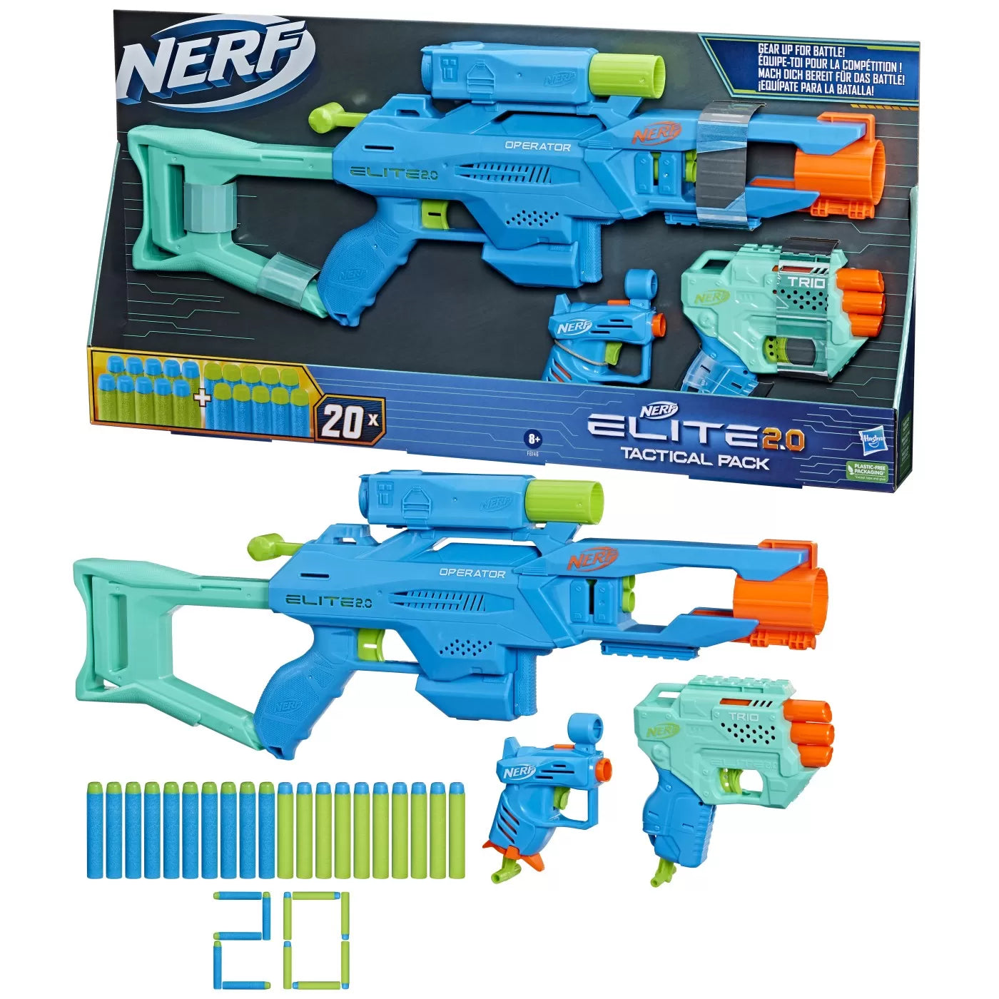Nerf set 3 blastere elite 2.0 tactical pack