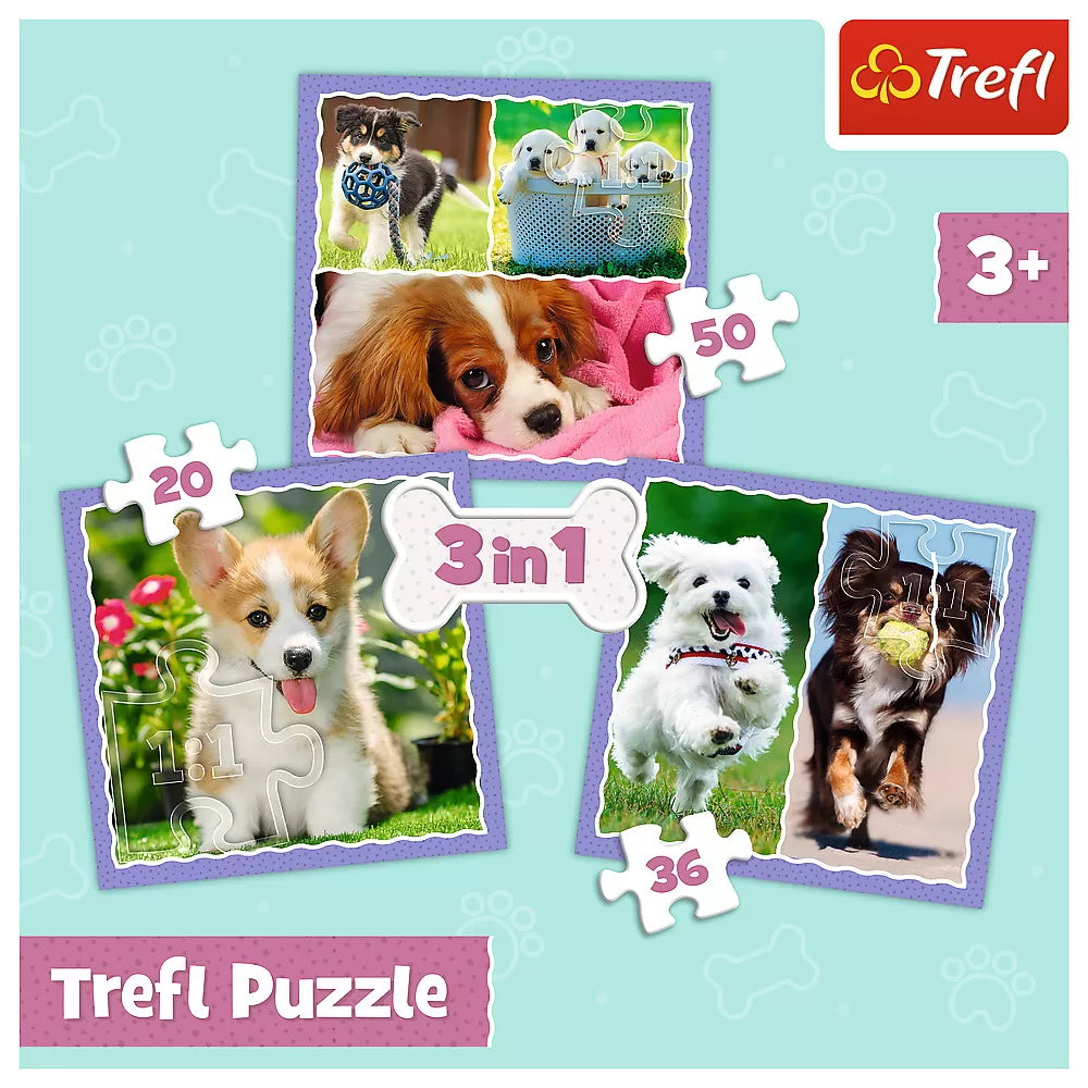 Puzzle trefl 3in1 catelusii adorabili