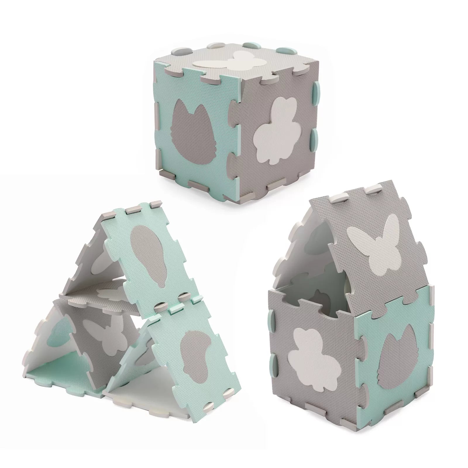 Kinderkraft Luno formák játszószőnyeg, 3D kirakó, habszivacs, menta