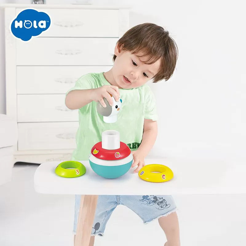 Hopa mitica roly poly unicorn cu inele pentru stivuit