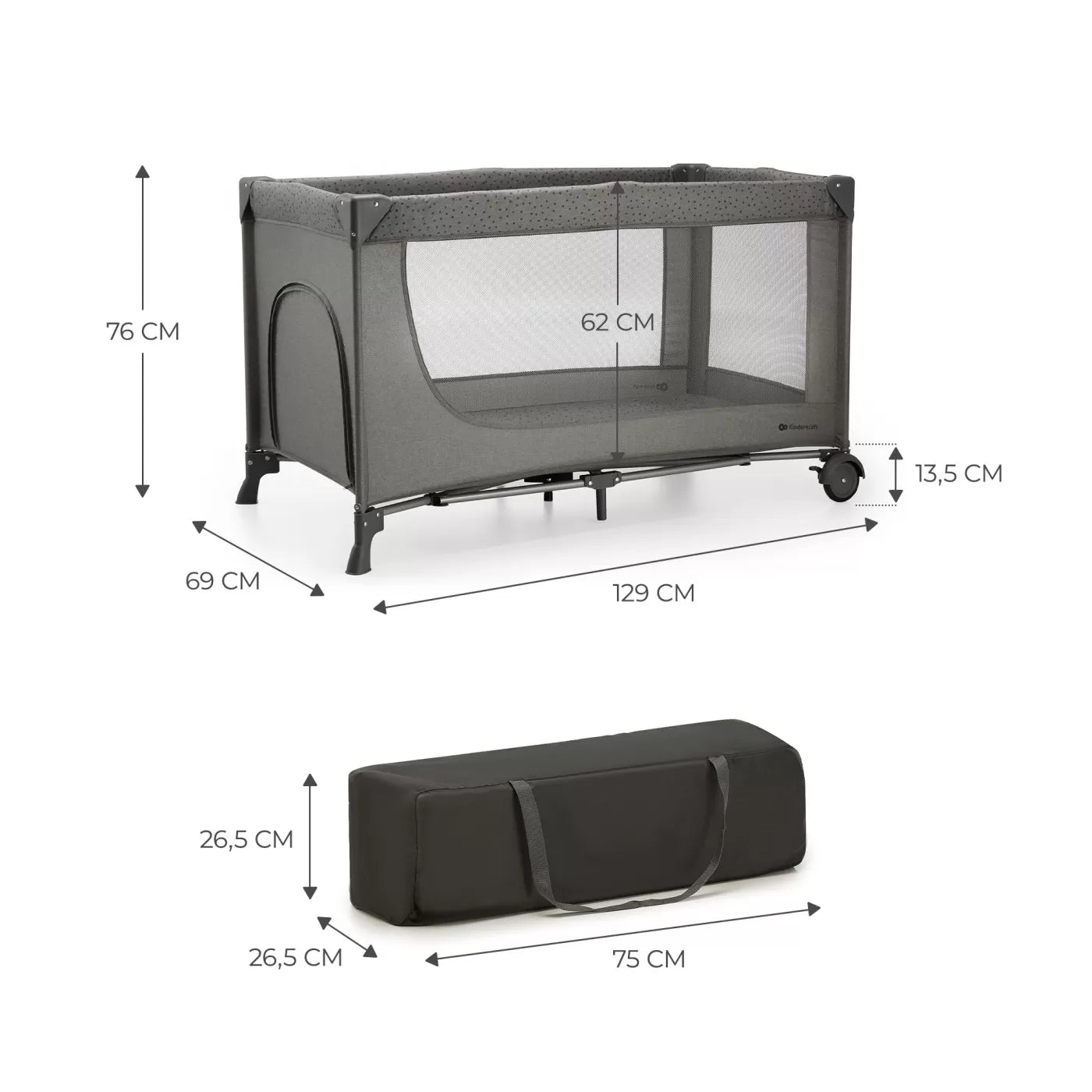 Patut travel kinderkraft joy2, fara accesorii, dark grey