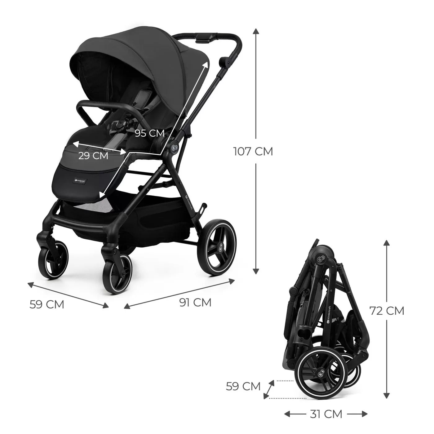 Carucior sport kinderkraft yoxi, grey