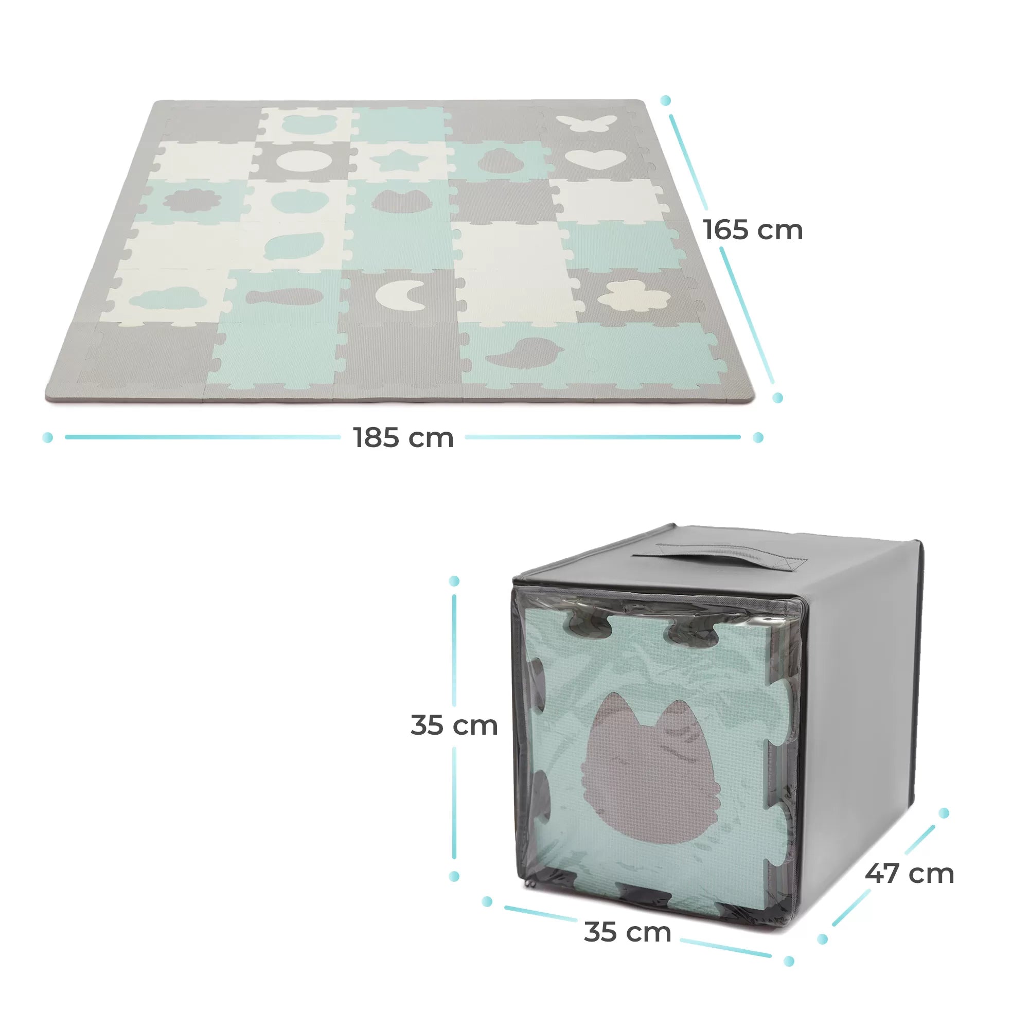Kinderkraft Luno formák játszószőnyeg, 3D kirakó, habszivacs, menta