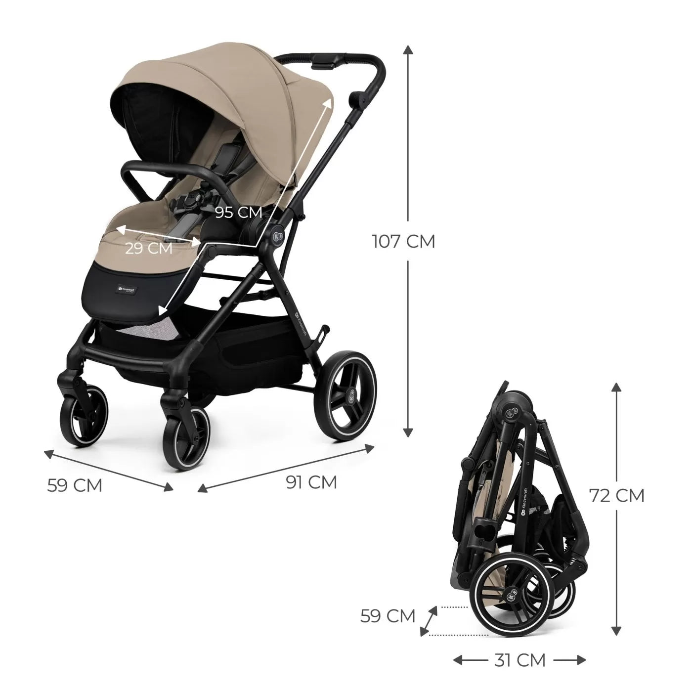 Kinderkraft yoxi sport babakocsi, bézs