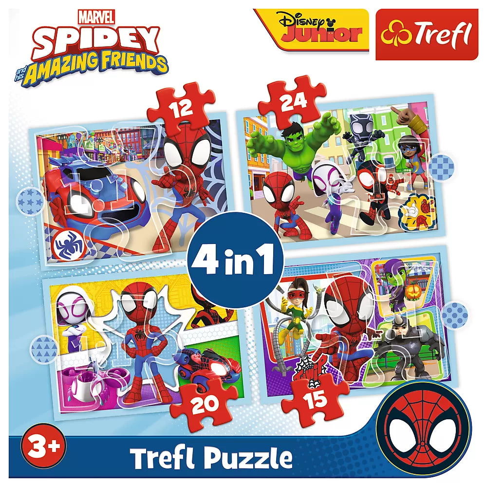 Puzzle trefl 4in1 spiday echipa spiday