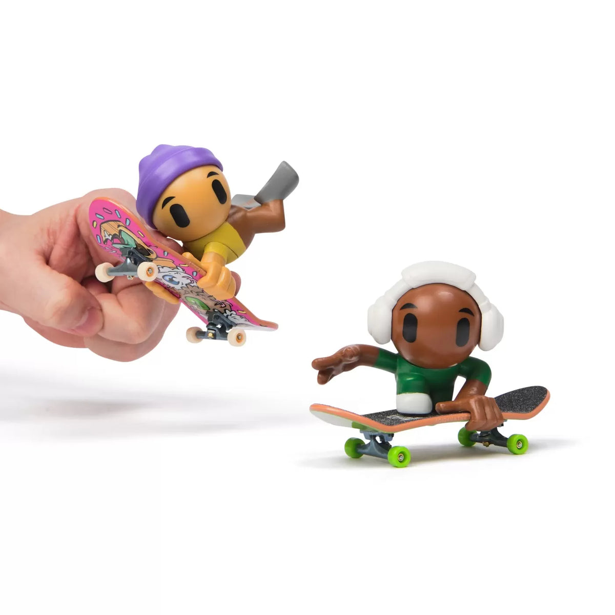 Tech dech sk8 crew pachet 2 seturi placa si figurina 9.6cm casca mov si casti albe