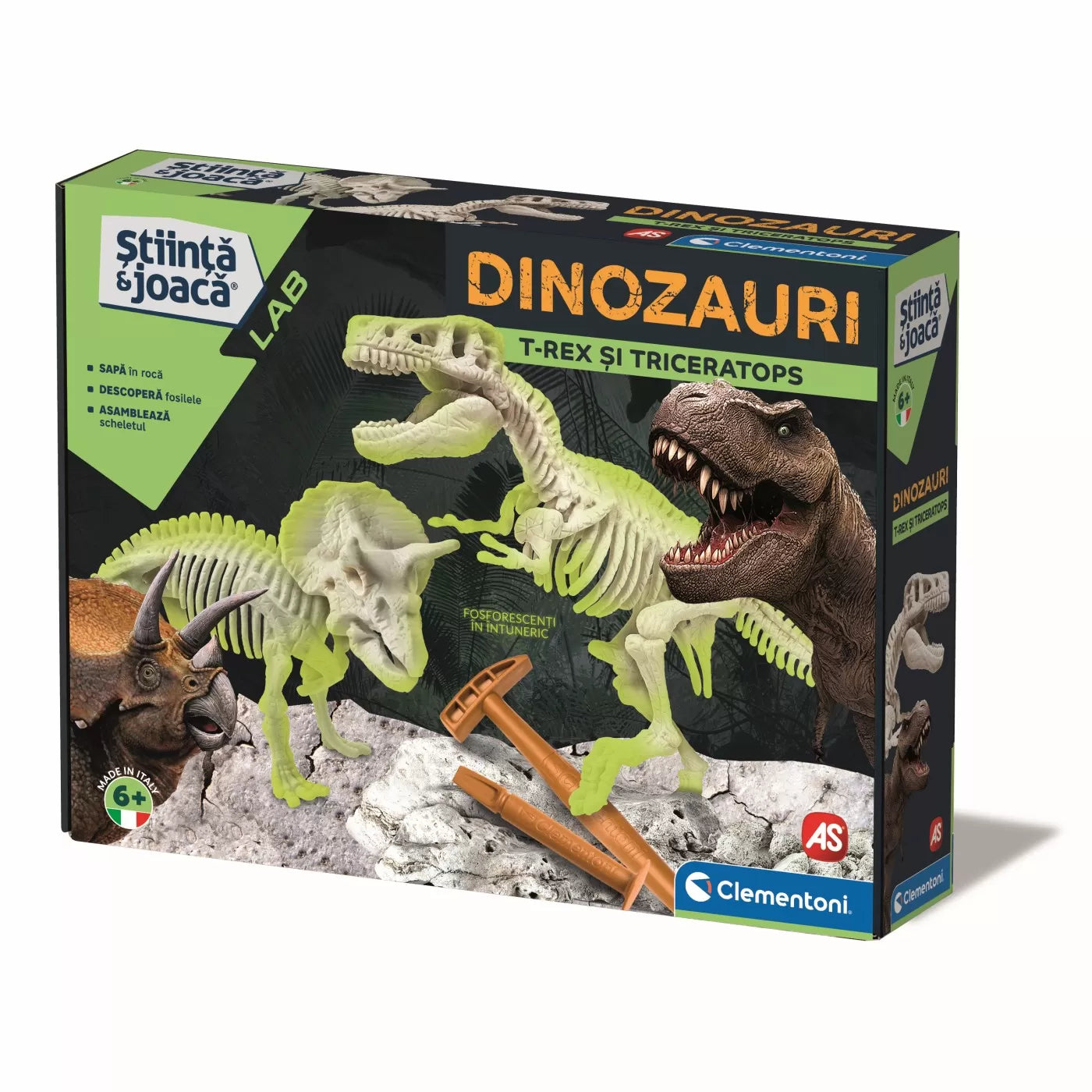 Descopera dinozaurul t-rex & triceraptor fluo stiinta si joaca