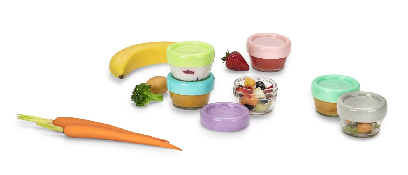 6 db-os üveg bébiétel-tároló készlet, melii, 59 ml