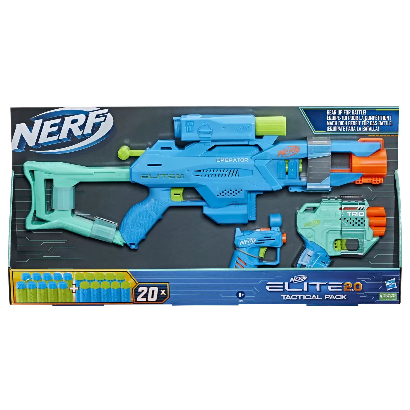 Nerf set 3 blastere elite 2.0 tactical pack