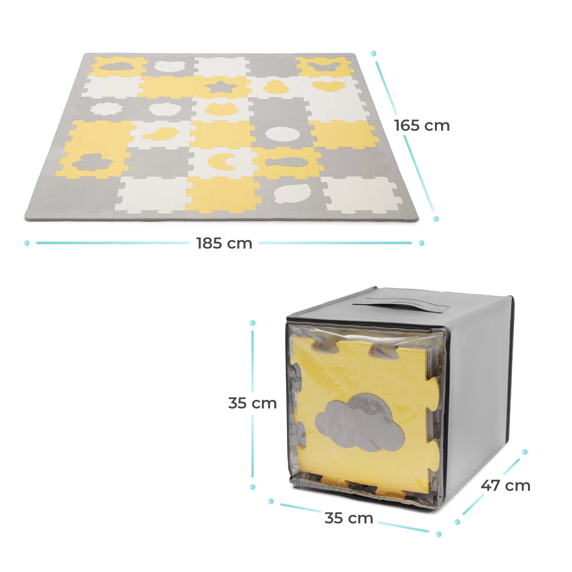 Kinderkraft Luno formák játszószőnyeg, 3D kirakó, habszivacs, sárga