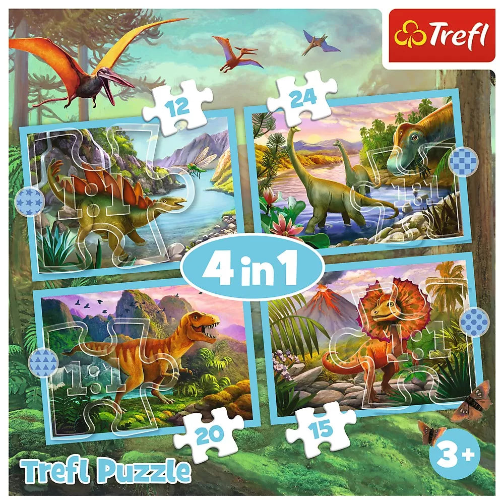 Puzzle trefl 4in1 lumea dinozaurilor