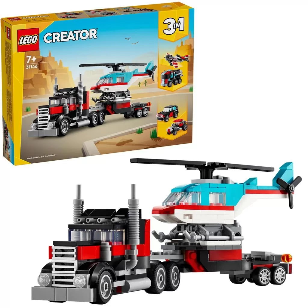 Lego creator 3in1 camioneta platforma cu elicopter 31146