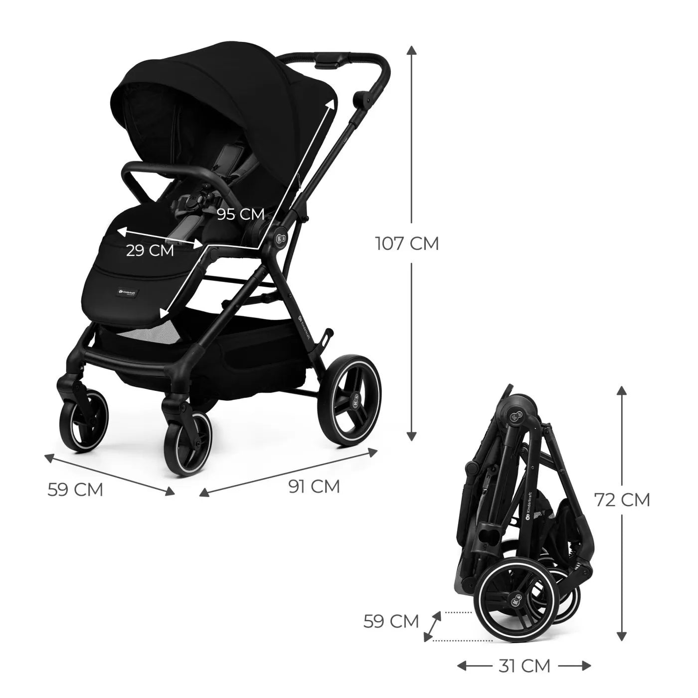 Carucior sport kinderkraft yoxi, black