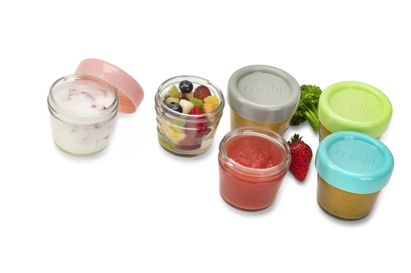 6 darabos üveg bébiétel-tároló készlet, melii, 118 ml