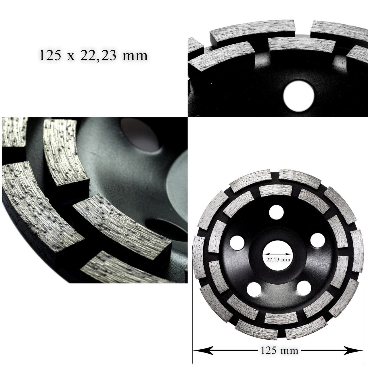 Dupla szegmensű gyémánttárcsa, betonhoz, száraz csiszoláshoz, 125 mm/22,23 mm, Richmann Exclusive