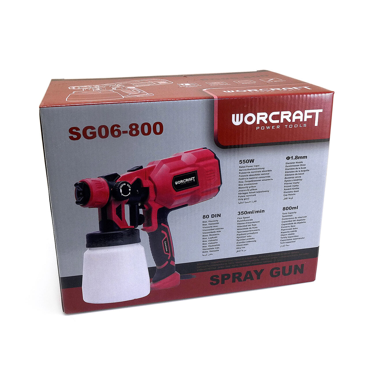 Pistol de vopsit electric, vas inferior, 550 W, 800 ml, 1.8 mm, Worcraft
