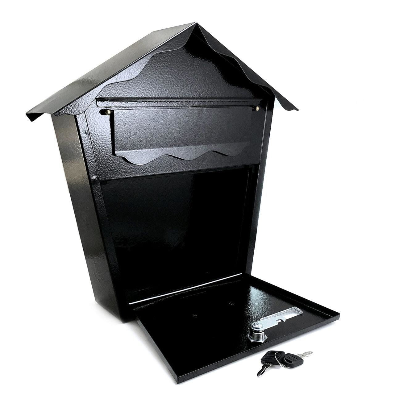 Postaláda, fekete, 37x10x37 cm, Romantikus