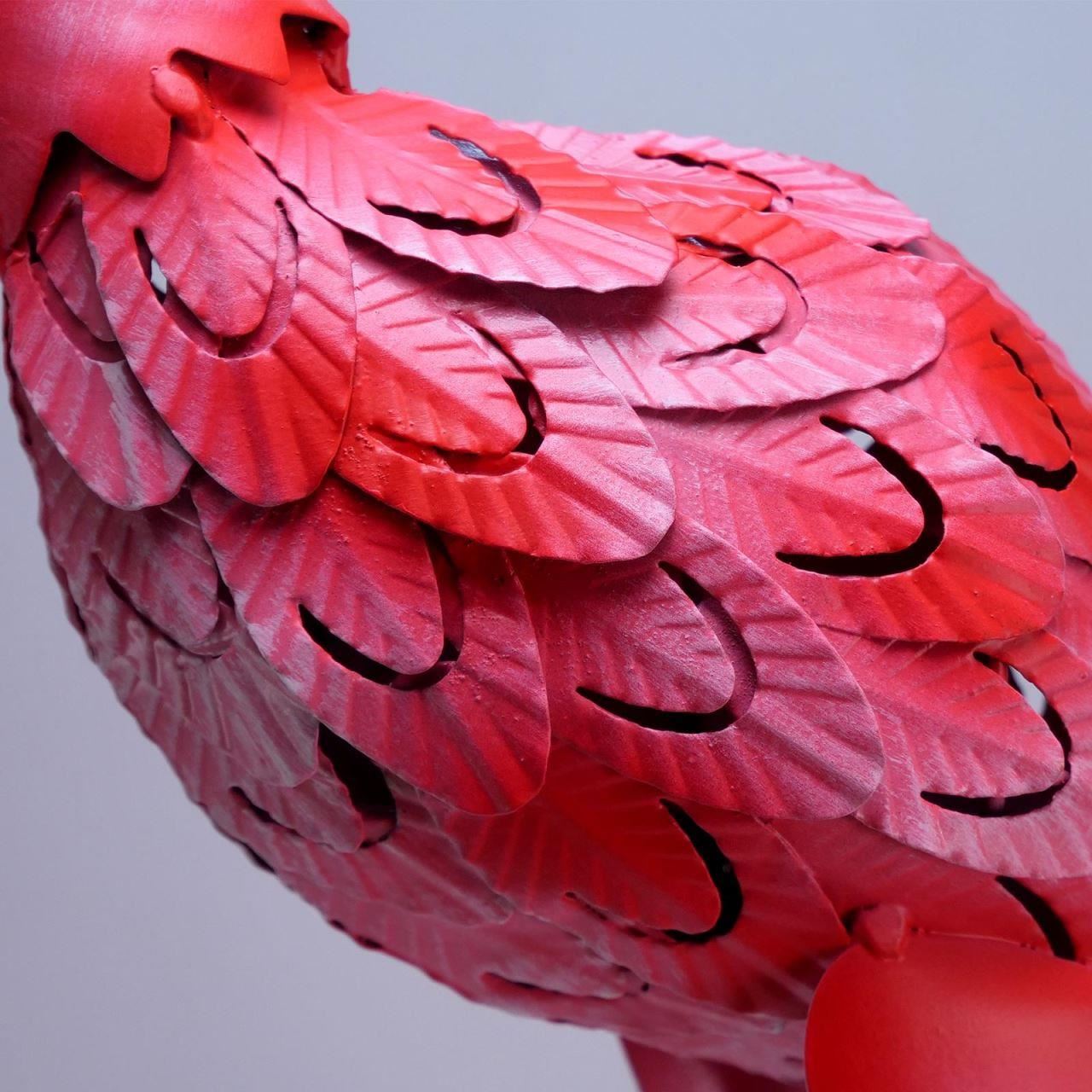 Kerti dekoráció, fém, flamingó, 14x24x65 cm