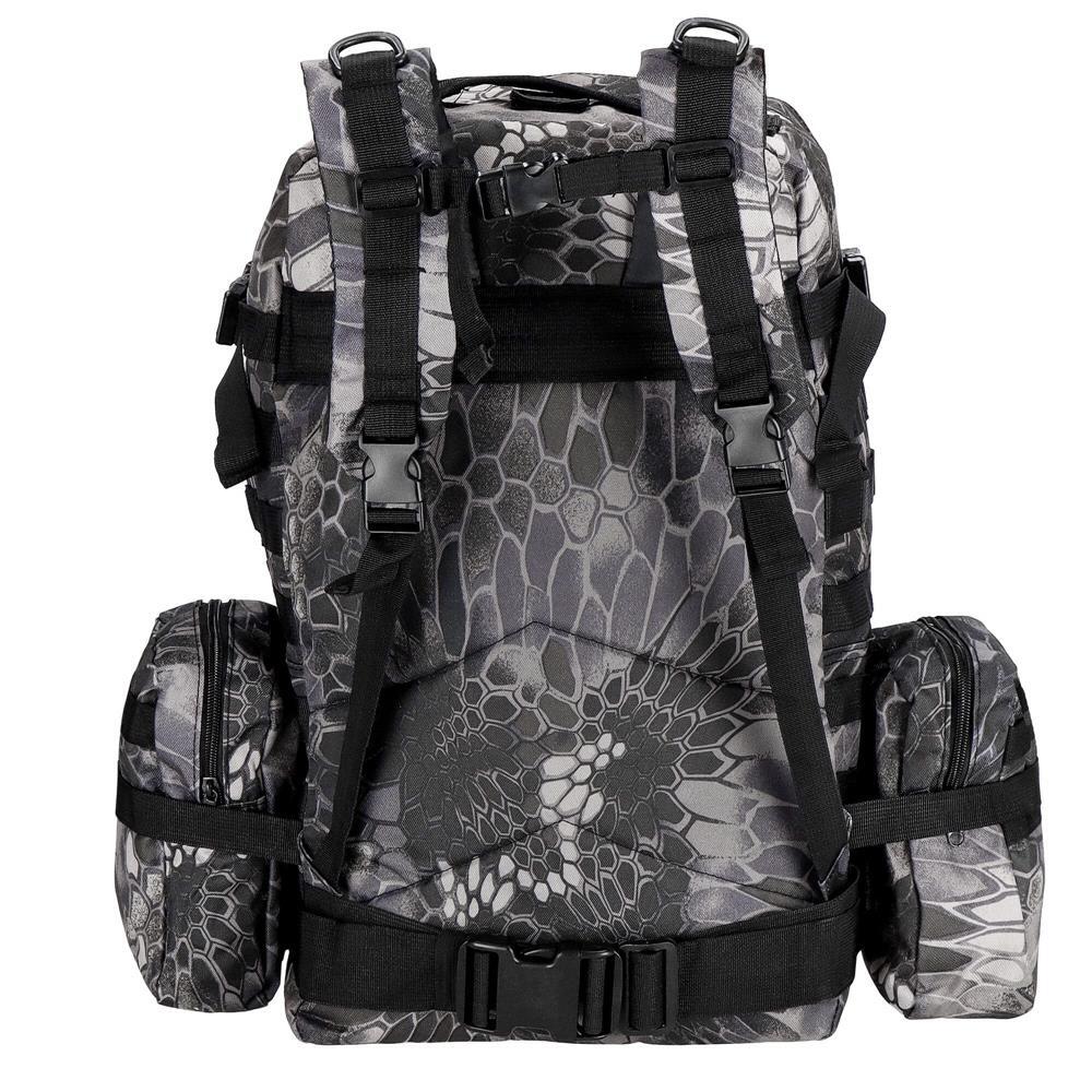 Ghiozdan/rucsac turistic, Springos, model Survival, 4 in 1, impermeabil, 50 L, camuflaj, gri, 50x40x50 cm
